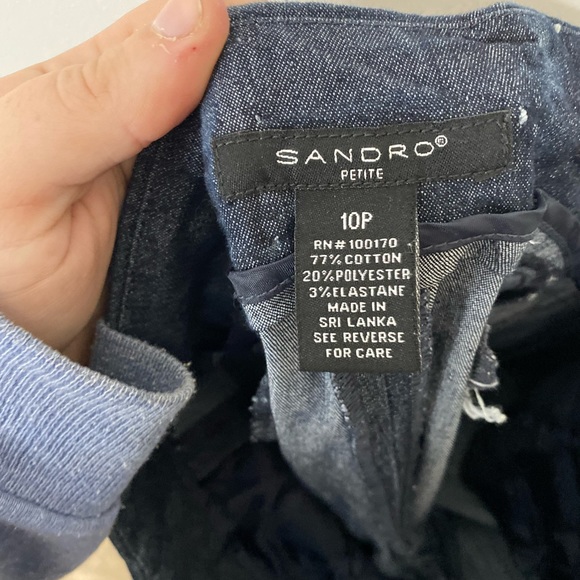 SANDRO Women’s 10P Dark Wash Denim Wide Leg Dress Work Professional Pants - Picture 3 of 5